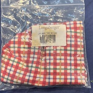 Longaberger Red Multi-Color Plaid Basket Liner